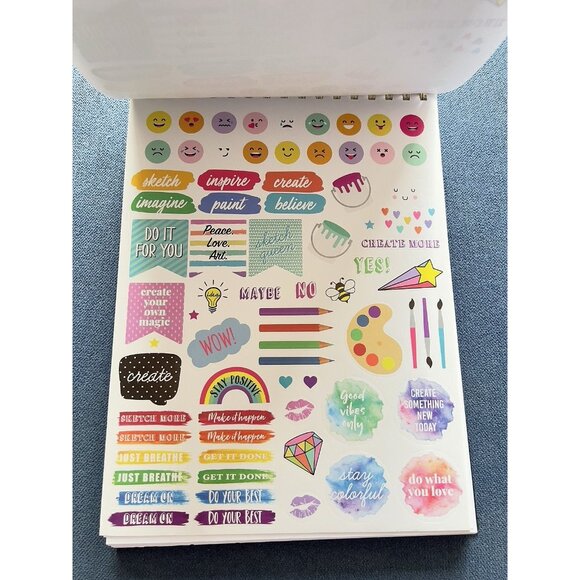 Bee Creative 9 X 12 Sketchbook Set 12 Gel Pens & Fun Stickers Artist Gift Crafts - Picture 9 of 11
